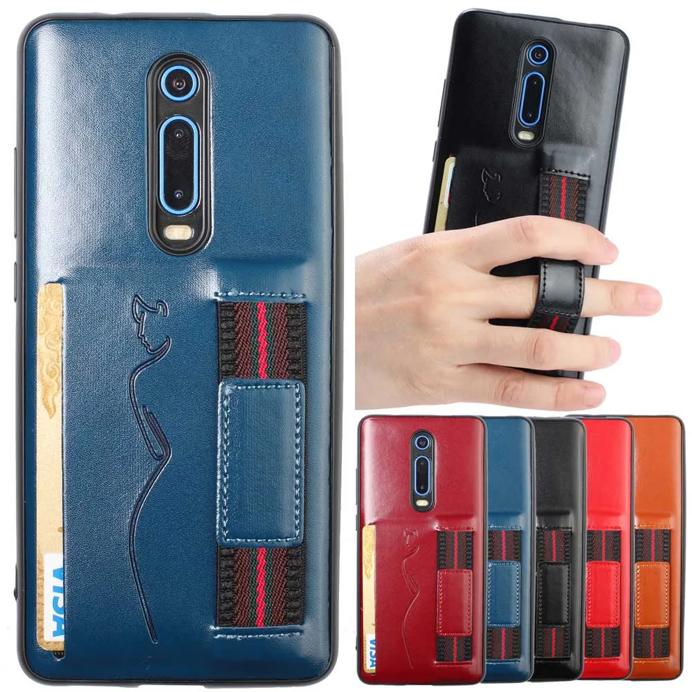

Wrist Strap phone case for Xiaomi Redmi K20 Pro Mi 9T pro case soft tpu card holder leather back covers for Redmi K20 Mi 9t case
