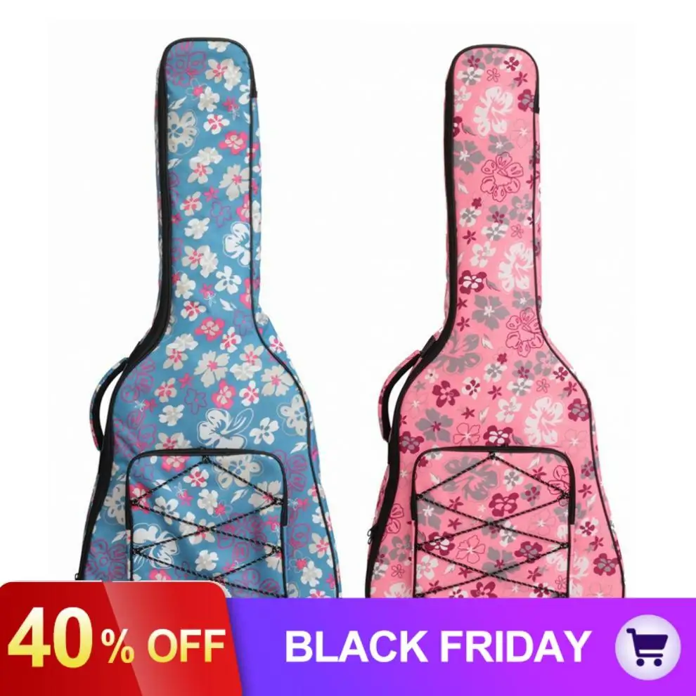 40/41 дюймов цветочный принт народная Акустическая гитара чехол Gig Bag двойные ремни 10 мм хлопок утолщение крышка водонепроницаемый рюкзак