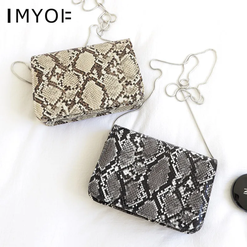 

Mini Serpentine Women's Messenger Bag Vintage PU Snake Pattern Chain Flap Shoulder Bag Party Women Handbags Clutch Waist Pack