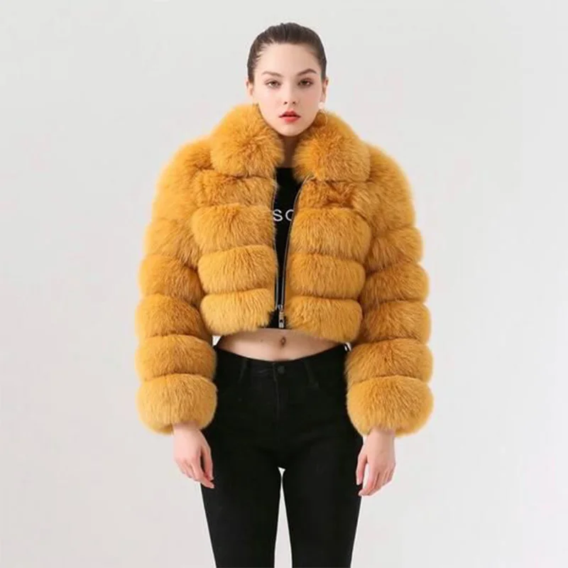 

FURSARCAR 2020 New Natural Fox Fur Coat Zipper Female Fur Jacket Long Sleeve Thic Fashion Winter Fur Coats Collar Real Women