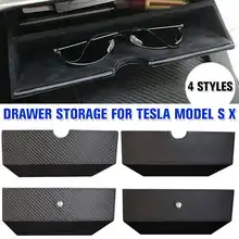 УГЛЕРОДНЫЙ стиль кожаный деревянный стиль центральной консоли ящик для хранения выдвижной ящик для Tesla модель X модель S аксессуары для салона автомобиля