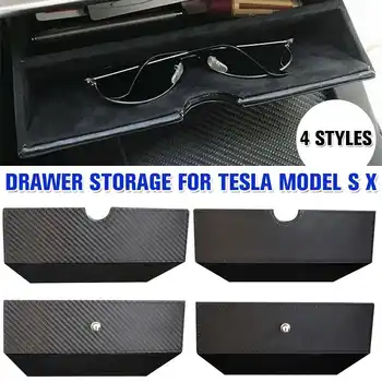 

Carbon Style Leather Wooden Style Center Console Storage Box Drawer Tray For Tesla Model X Model S Car Interior Accessories
