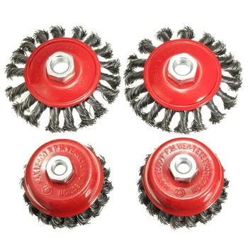 

Hot Sale 4pcs Semi Flat Wire Wheel Cup Brushes Set Kit For Removing Paint/Rust Deburring Brand New And High Quality
