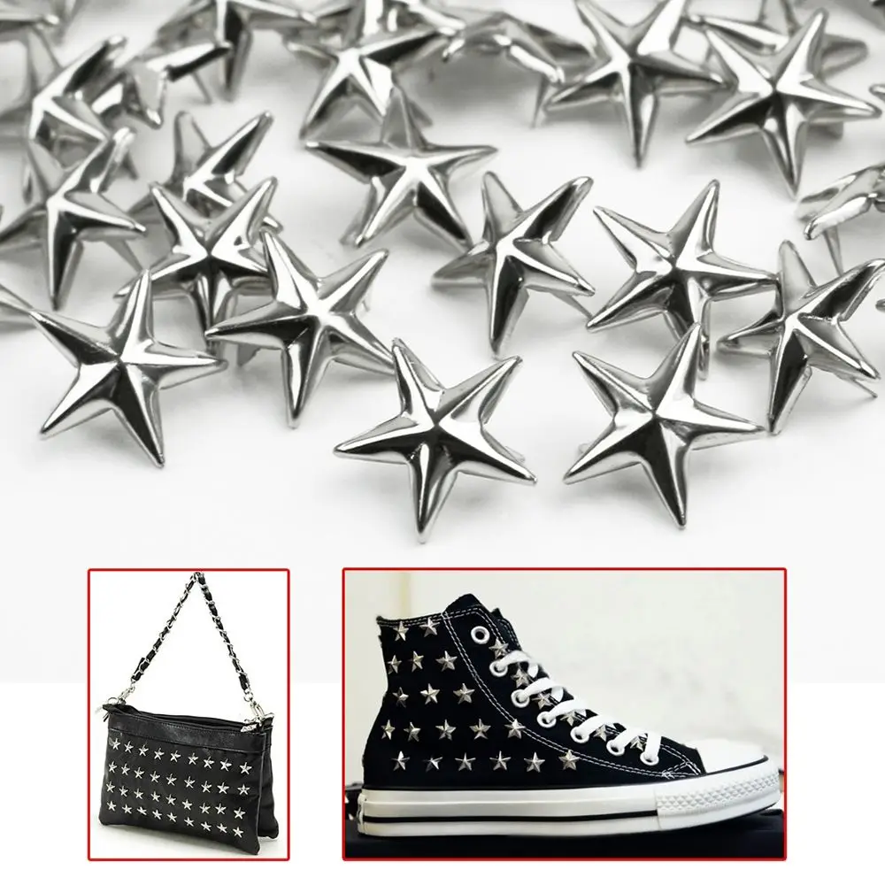 100pcs 15mm Star Rivets Leather Craft DIY Studs Spikes Spots Nailhead