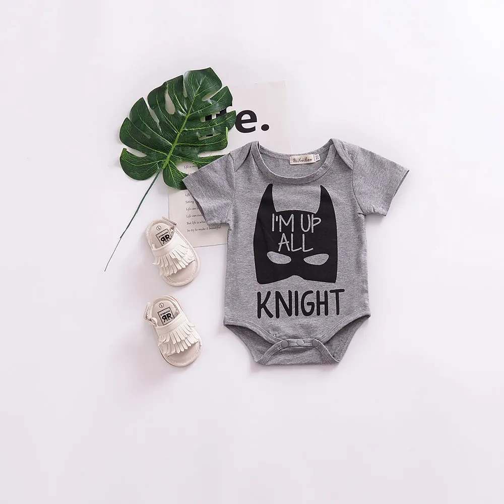 Одежда для маленьких мальчиков и девочек; милые Боди ручной работы для малышей; Модный Детский комбинезон с монстрами для новорожденных; серые хлопковые комбинезоны с принтом