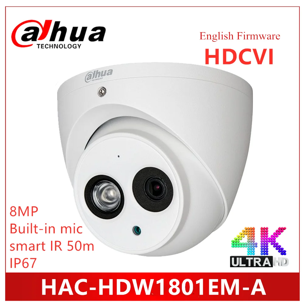 

Dahua 4K HDCVI Camera IR Eyeball Camera HAC-HDW1801EM-A WDR Built in MC IR 50m Survillance camera for CCTV