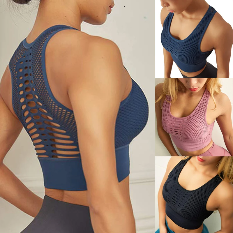 

Women Sports Bra Sexy Mesh Breathable Sports Top Push Up Female Gym Fitness Sports Underwear Female Seamless Running Yoga Bra