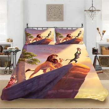 

Sunset Lion King Pattern Bedding set Winter Bedclothes Include 2/3pcs Warm Duvet Cover Pillowcase Print Home Textile Bed Linens
