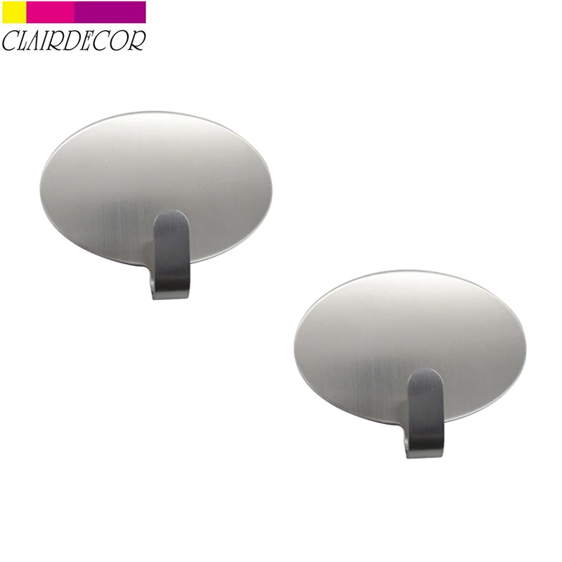 

2PCS Single Hooks Adhesive Stainless Steel Hooks Household Kitchen Wall Door Holder Hanger For Cooking Tools High Quality Kitche