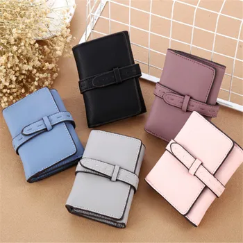 

2019 Fashion Women Wallet Short Clutch Lady Cash Coin Bag Pu Leather Card Holder Black Color Mini Wallet