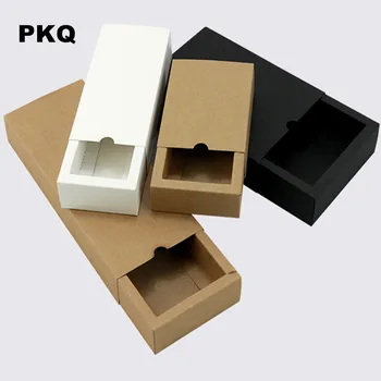 

10pcs 17x8x3.5cm Jewelry Packaging Box White Kraft Paper Boxes Brown Craft Party Box Socks Packing Carton