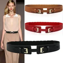 Fashion Simple Belt Women's Elastic Width Adjustable Single Circle Workplace Versatile Square Alloy Waist Seal Elegant Coat Belt