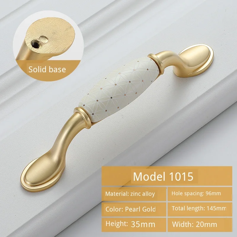 JD 10 шт Золотая керамическая ручка американский стиль ручки для дверцы ящика винный шкаф дверная ручка шкаф в европейском стиле Мебельная ручка - Цвет: 1015-C.C96mm