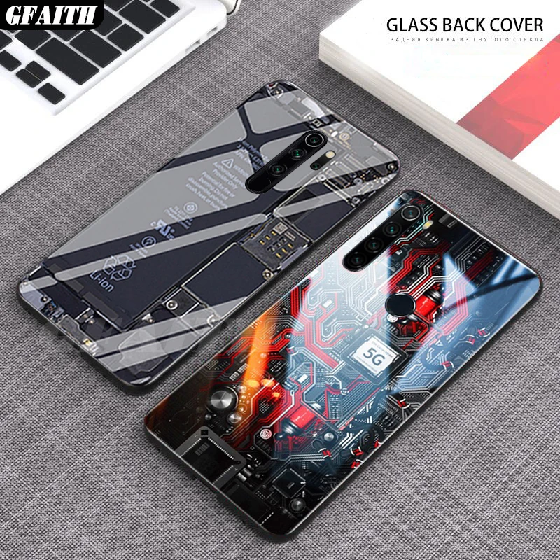 Чехол GFAITH для Redmi Note 8 Pro, окрашенный чехол из закаленного стекла для Redmi Note 8 Funda