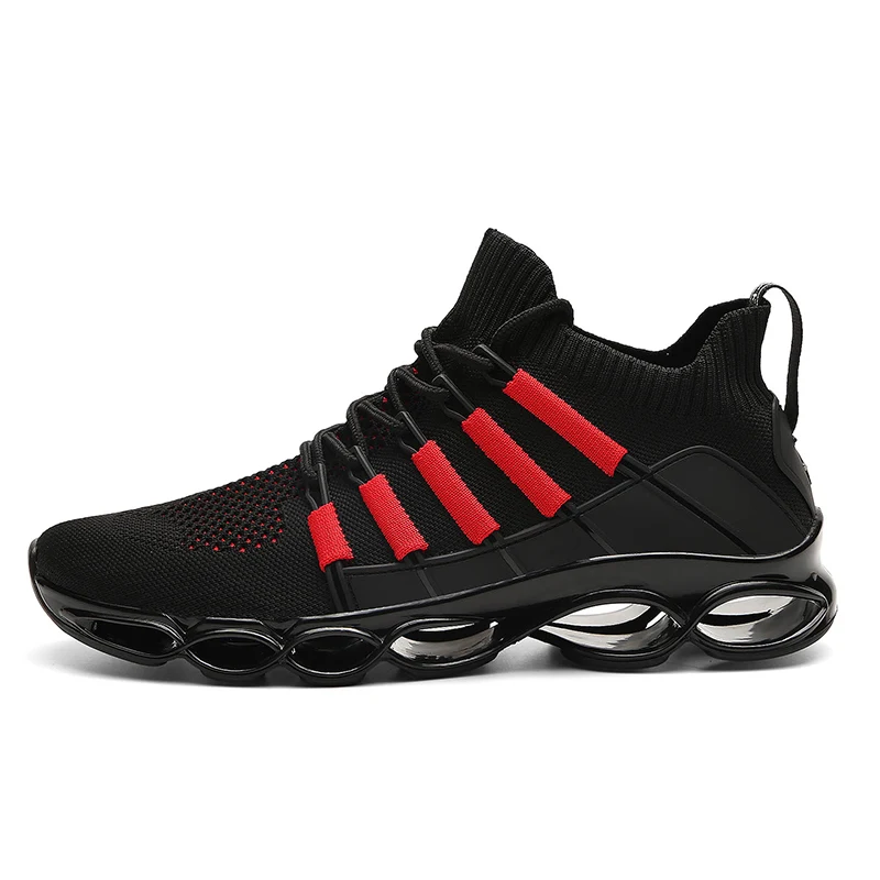 Новая обувь blade Модные дышащие кроссовки для бега; размер 46 Большой Размеры удобные спортивные Для мужчин обувь 47 пробежек повседневная обувь 48 - Цвет: Black Red