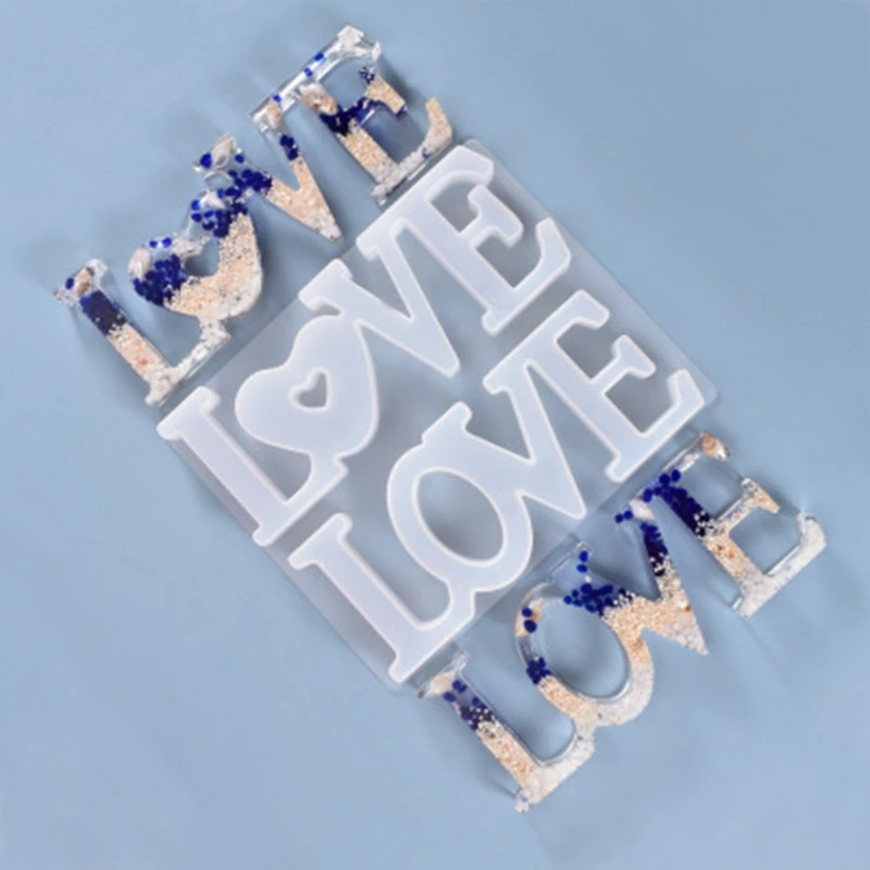 

Double LOVE English Words Doorplate Listed Hanging Tag Pendant Casting Silicone Mould DIY Craft Crystal Epoxy Resin Mold