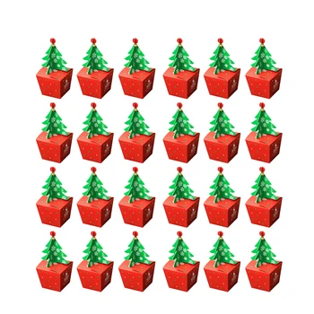 

24 Pcs Christmas Paper Boxes Fashion Portable Candy Boxes Gifts Packing Boxes Chocolate Boxes for Holidays Banquet Festivals