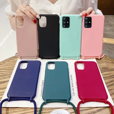 Custodia a tracolla con catena a tracolla per Huawei P40 Lite Mate 30 40 Pro Plus, con cordino protettivo in silicone_voghion.com