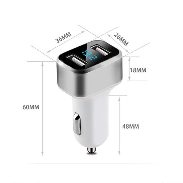 Автомобильное USB зарядное устройство Быстрая зарядка светодиодный дисплей для