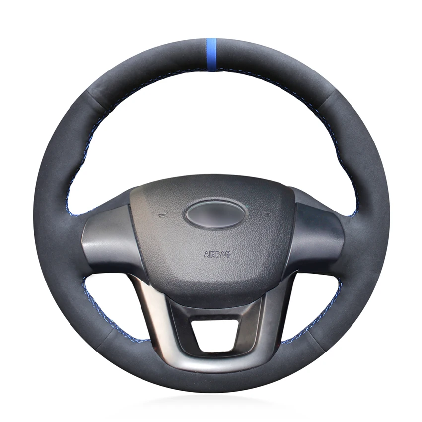 OLPAY High Quality DIY Black Genuine Leather Soft Comfortable Hand Sew Car Steering Wheel Cover for Kia K2 Rio 2011 2012 2013 | Автомобили