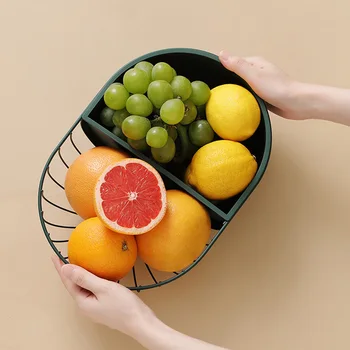 

Nordic Style Living Room Hollowed Out Drain Home Kitchen Vegetable Snack Bowl Storage Iron Wire Container Fruit Basket Modern