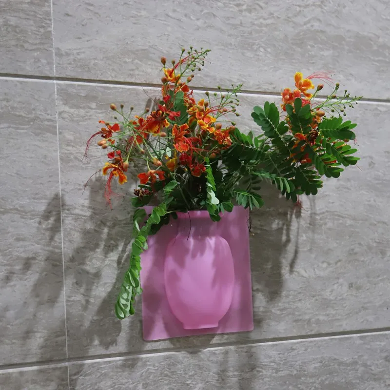 

Home Decoration Silicone Adhesive Flower Pot Vase Home Wall Mounted Decoration Magic Flower Container For Home Offices