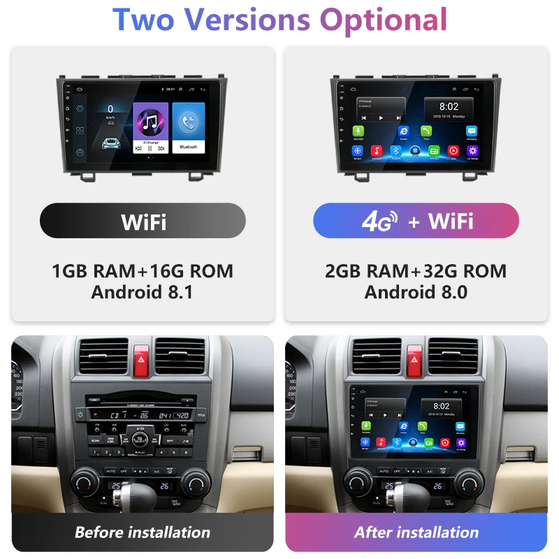 Top Jansite 9" Car Android Radio for Honda CRV CR-V 2007 2008 2009 2010 2011  Multimedia player Navigation GPS 4G WIFI IPS screen 2