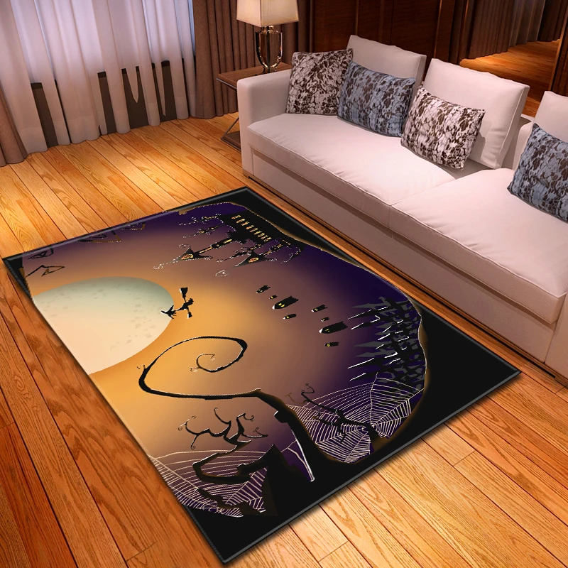 Halloween Bats Moon Ancient Castle Carpet Kids Room Festive Bedroom Decoration Mat Area Rug Carpets for Home Living Room