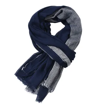

Winter's Scarf Cotton Linen Scarves Men Splice Crinkle Long Scarfs Autumn Winter Christmas Scarf 80x190cm-B5