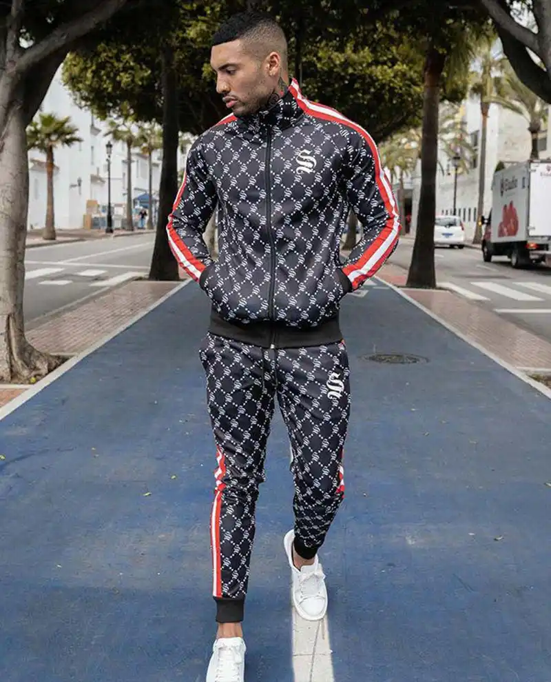 をブランドトラックスーツフィットネス秋の長袖ランニングジャケット ズボンメンズセットジムボディービルスポーツウェアスーツ ランニングセット Aliexpress