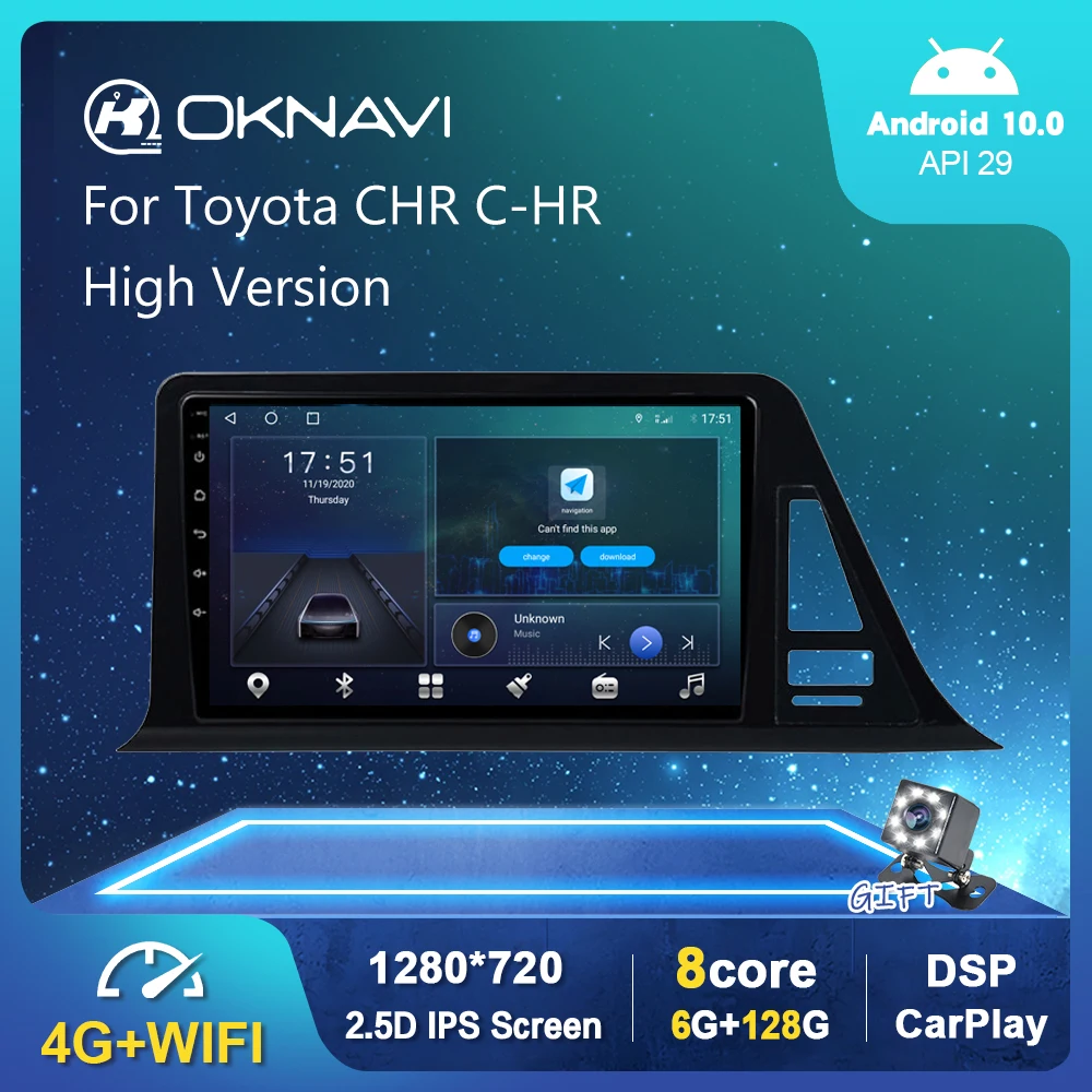 Автомобильное радио 6G 128G Wi-Fi для Toyota CHR C-HR 2016 2017 2018 2019 мультимедийный видеоплеер