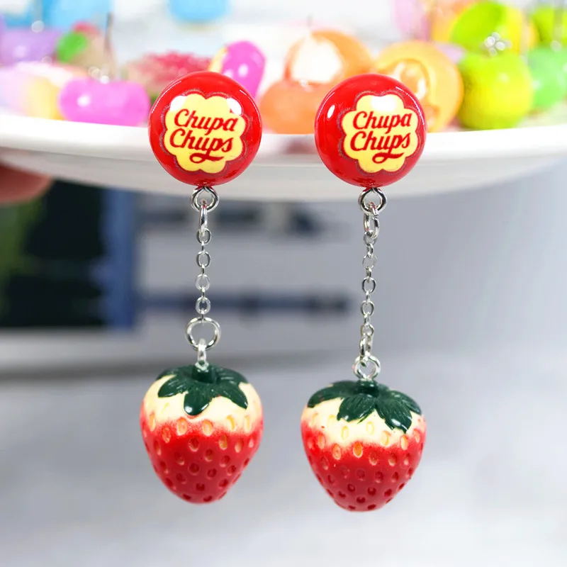 1Pair Stud Earring Multicolours Resin Candy Charms With Sweet Fruit Fashion Jewelry Gift
