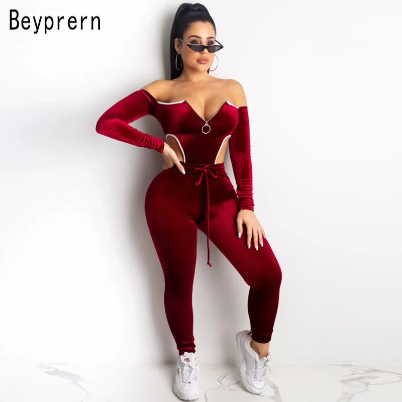 Beyprern уникальный комбинезон и штаны для бега, комплект из 2 предметов, женский спортивный бархатный костюм с длинным рукавом для фитнеса, Клубные Комбинезоны