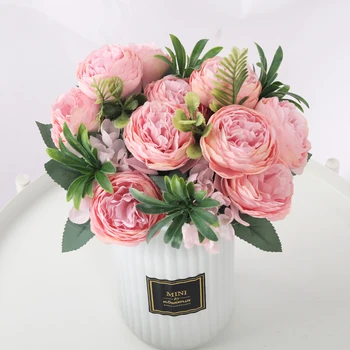 

Artificial Flowers for Decoration Silk Rose Peony Mariage Bouquet High Quality Fake Flower Christmas Home Wedding Decor Wreath