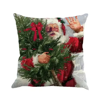 

Christmas Linen Pillowcase Snowman Santa Claus Pillow Case Decorative Pillows For Sofa Sofa Cushion Cover Decorations For Home