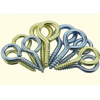 

250pcs Mix Size 0-4# Hardware Nails Hand Screw Hook Self Tapping Screw Eye Screws Hardware Nails Eyenail Nail with Ring