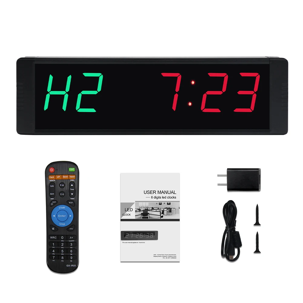 1.5Inch 1.8inch Digits Clock Stopwatch,Gym Timer LED Interval Timer Digital Countdown Wall Clock Fitness Timer for Home
