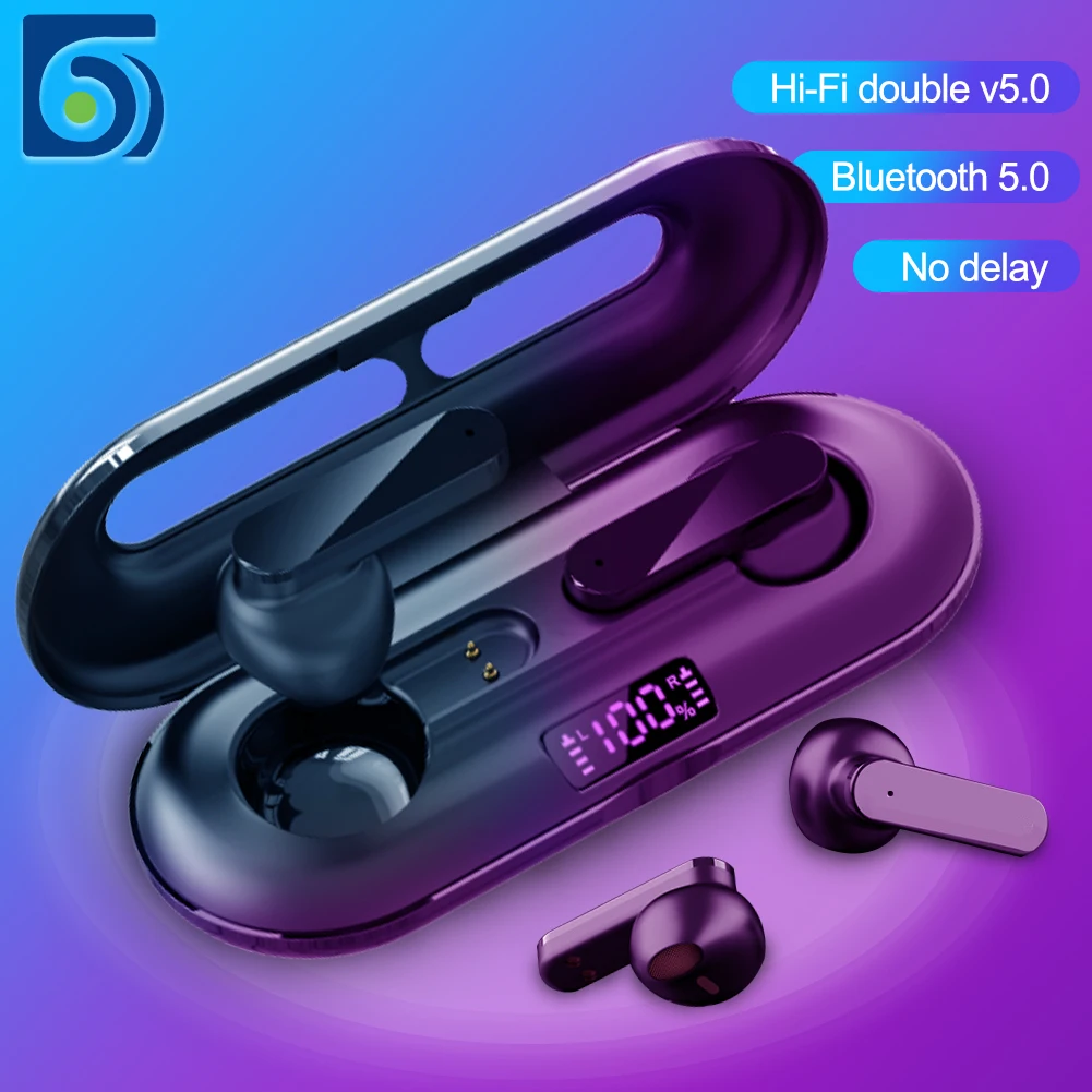 Byscoon Bluetooth Беспроводные наушники с микрофоном спортивные водонепроницаемые TWS 5 0