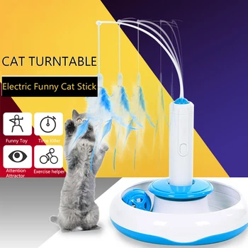 

Cat Interactive Turbo Track Ball Toys Catch Feather Exercise Roller Turntable Sway Toy Mental Physical Exercise Amusement Pet