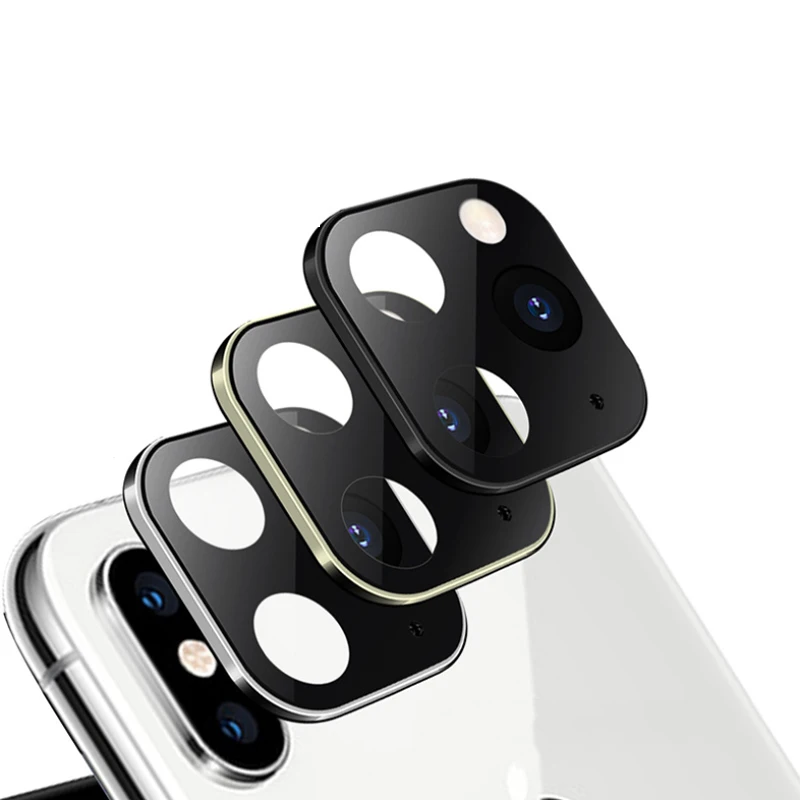 Сплав металла объектив камеры защитная пленка из закаленного стекла для iPhone X XS Max выглядит как для iPhone 11 Pro поддельная камера наклейка крышка