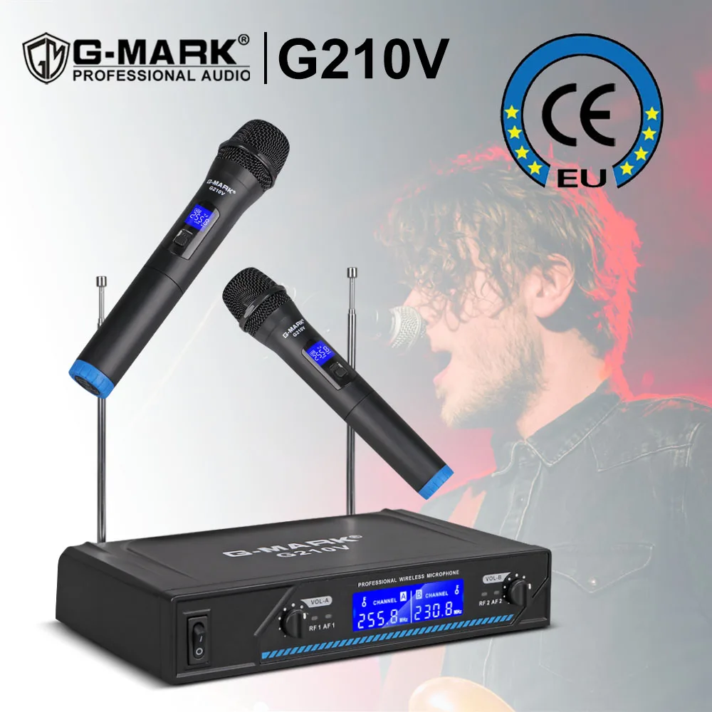 Wireless Microphone G-MARK G210V Professional Karaoke 2 Channels Dynamic Handheld Mic For Party Church Show Home