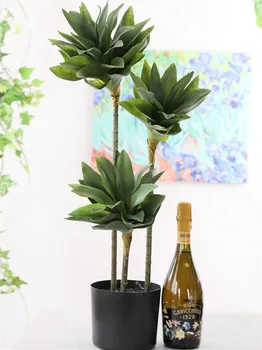 

80cm Three-Pole Large Artificial Tropical Plants Plastic Palm Tree Potted Indoor Fake Air Grass Bonsai Hotel Office Home Decor