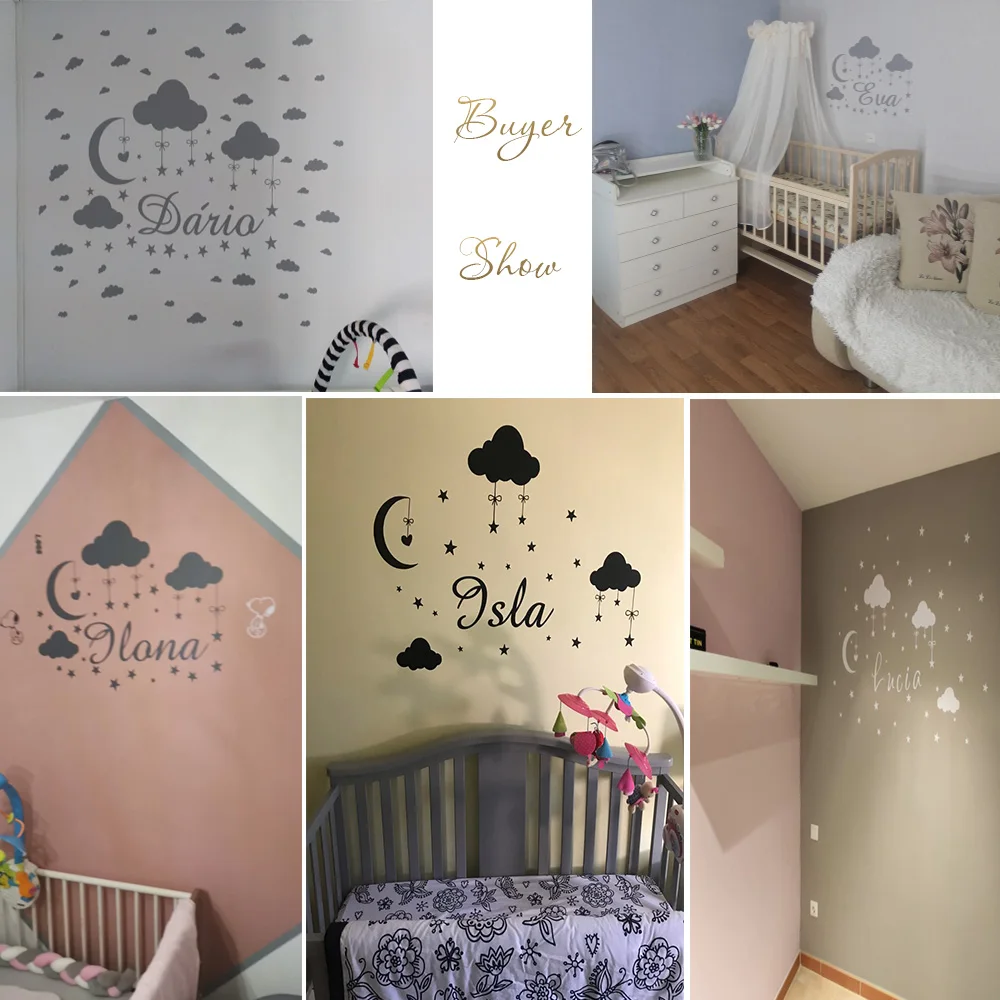 Kids Room Name Decor - Nursery Wall Sign Crescent Moon Wall Decor Kids ...
