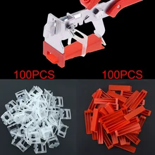 Système de nivellement de carreaux en plastique, 200 pièces, 100 Clips + 100 cales de Carrelage au sol, outils de Carrelage, localisateur