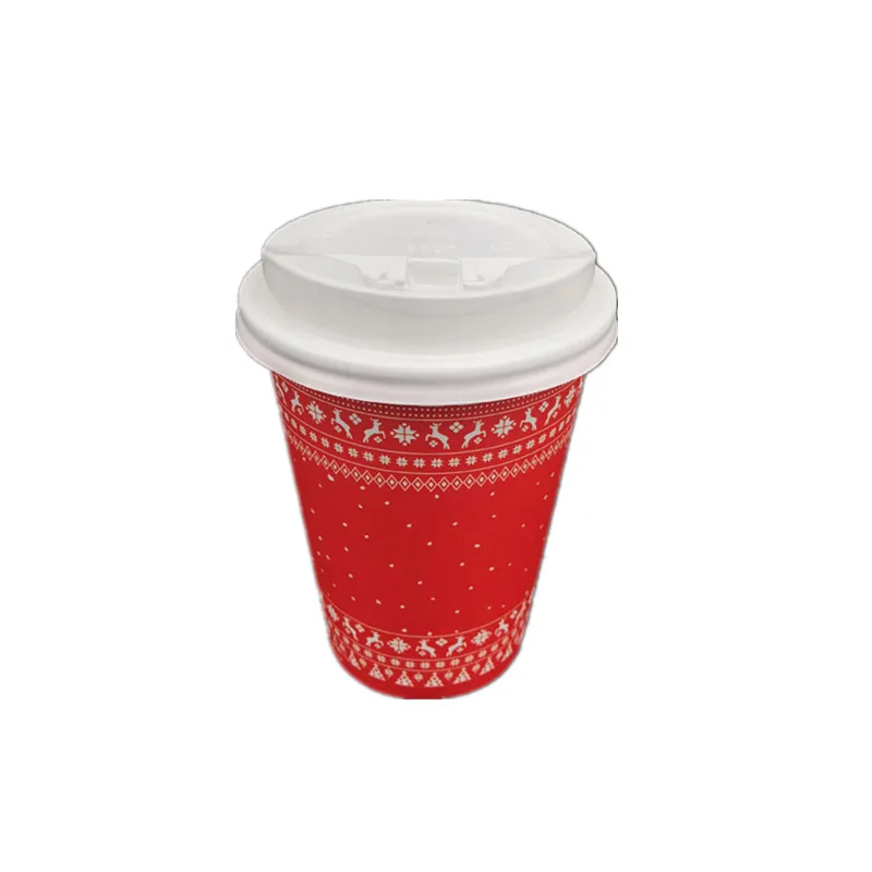 50 шт высокое качество одноразовые кофейные чашки 400 мл рождественские вечерние сувениры холодный горячий напиток красный бумажный стаканчик с крышкой посылка на вынос
