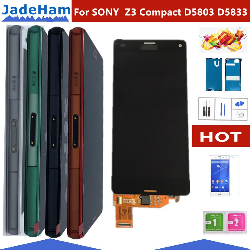 4," ЖК-дисплей для SONY Xperia Z3 Compact дисплей сенсорный экран с рамкой Z3 Mini D5803 D5833 для SONY Xperia Z3 compact lcd