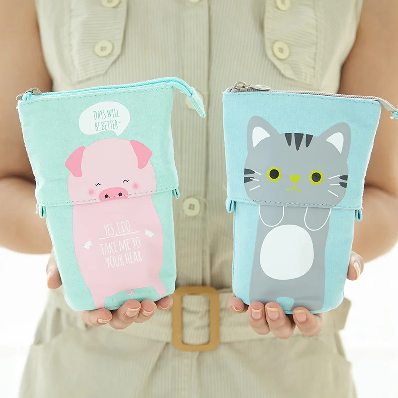 Cute Unicorn School Pencil Case for Girls Boys Telescopic Pencilcase Kawaii Cat Pen Holder Bag Pencilfolder Stationery Large Box