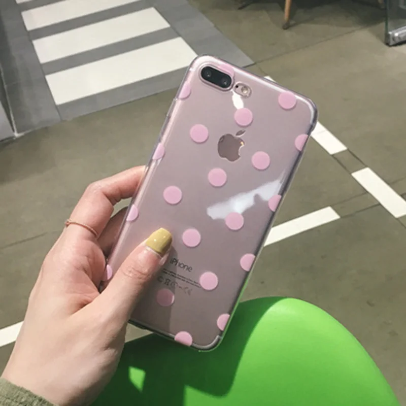 Lovebay Love Heart для iPhone 6, 6 s, 7, 8 Plus, X, XR, XS Max, 11 Pro, Max, 5, 5S, SE, чехол для телефона с волнистыми точками, прозрачный мягкий ТПУ для iPhone X - Цвет: SJ6789 Pink