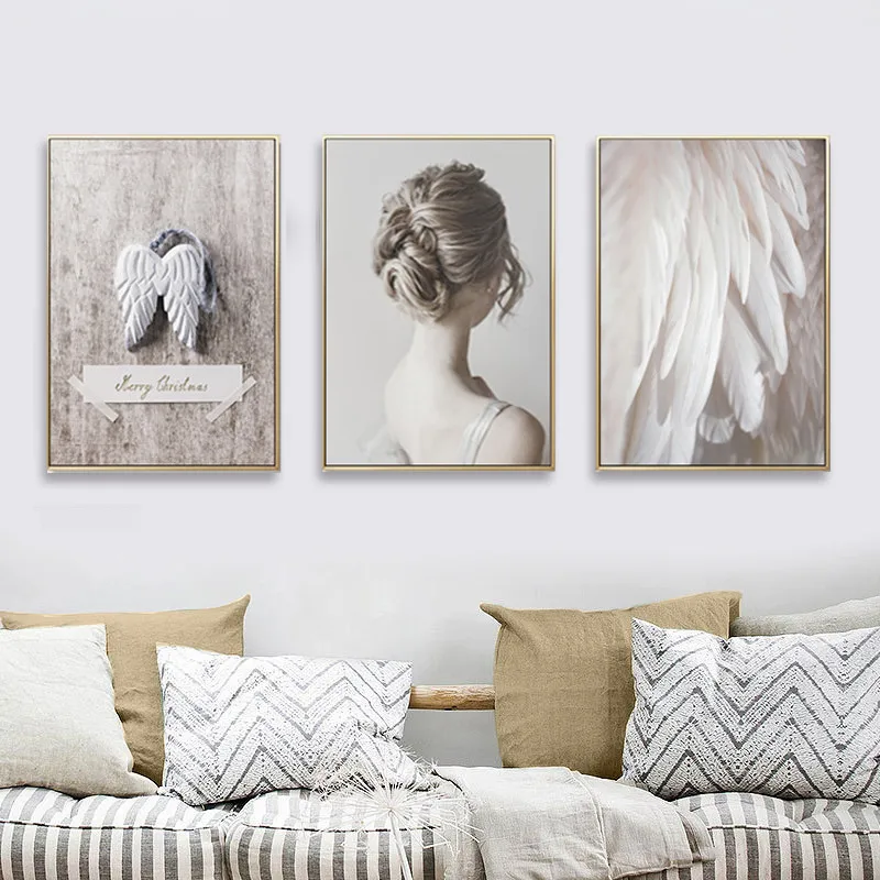 

Скандинавский современный абстрактный настенный постер с изображением девушки из перьев, розового цвета, красивая Картина на холсте, картины для офиса, гостиной, домашний декор
