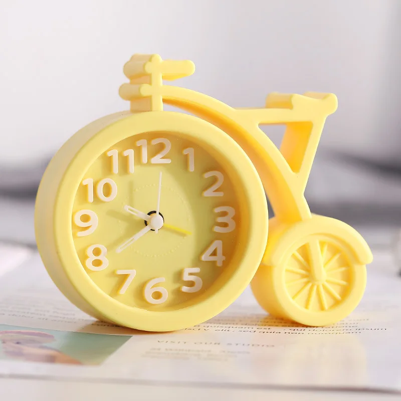 yellow Детский студенческий мультяшный маленький будильник, украшение для дома, украшение, подарок для детей, пластиковый одногранный милый будильник - Цвет: yellow